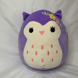 Squishmallows 8” Holly the Purple Owl with flower